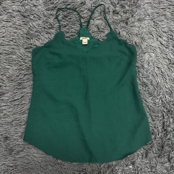 JCREW Scallop Neckline Green Women's Tank Top Size 00 - Picture 1 of 8